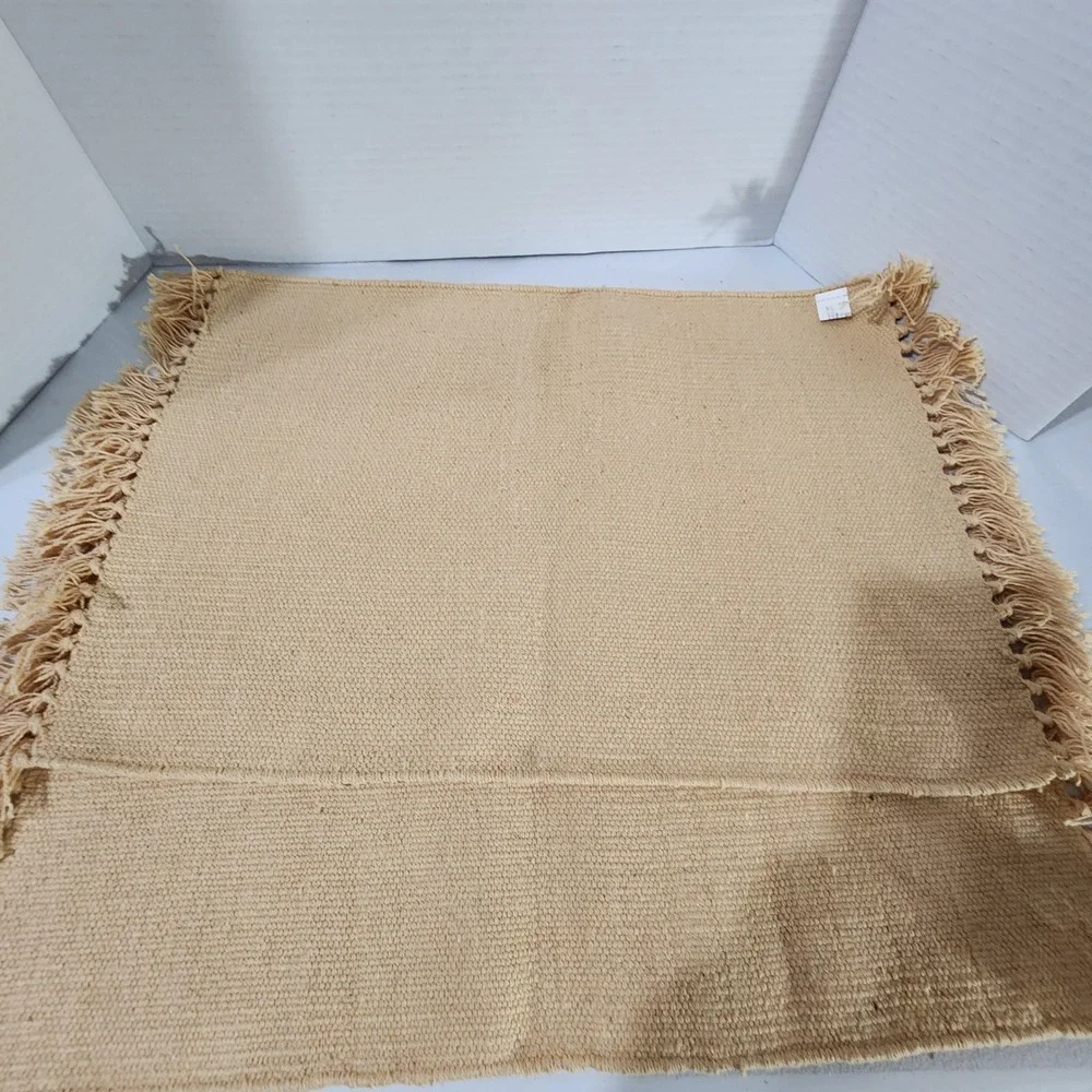 El Paso Saddleblanket Zia Sun Woven Cotton Place Mat Rug Southwest Tan 21x14